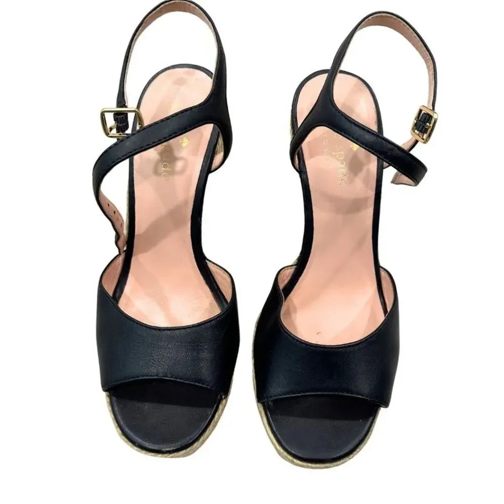 Kate Spade New York Leather Espadrilles Navy 6.5